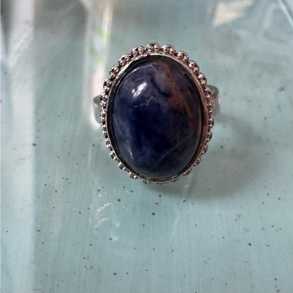Elegant Blue Stone Sodalite Silver Ring